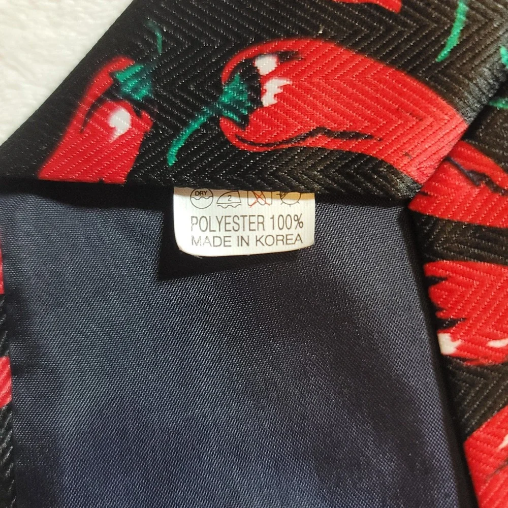 Tie Mania Necktie Mens OS Black Red Chili Pepper Novelty Foodie Handmade Spicy